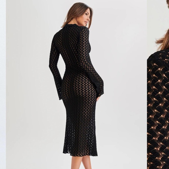 Meshki Black Sheer Midi Dress - Picture 5 of 9